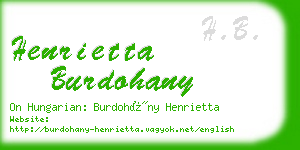 henrietta burdohany business card